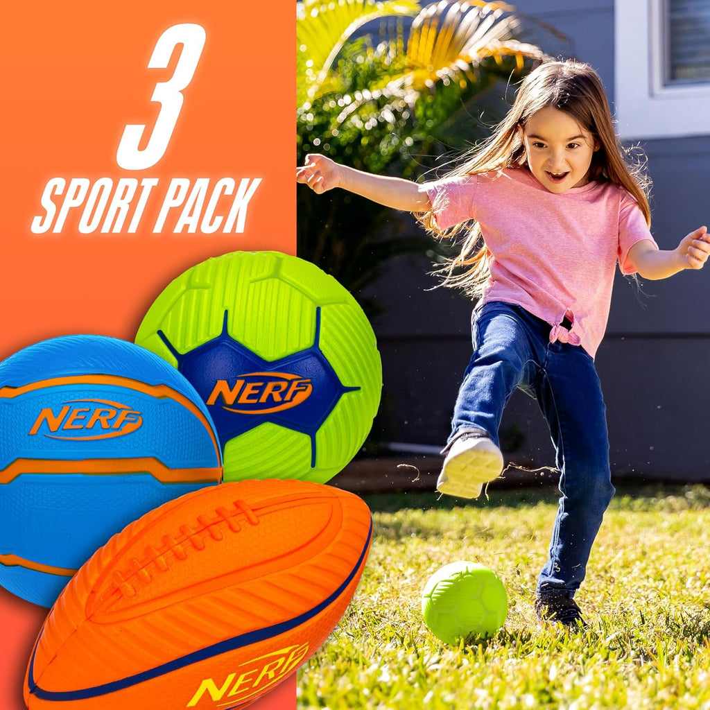 Nerf Juego de mini pelotas deportivas de espuma, paquete de 3