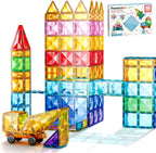 PicassoTiles Juego de 80 piezas de azulejos magnéticos, juego de