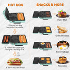 Baker's Friend Sandwichera de Desayuno, Combo de Plancha Eléctrica Antiadherente y Parrilla, Estación de Desayuno 3 en 1, Hace Sándwiches de Muffin de Huevo, Hamburguesas, Hot Dogs y Panqueques