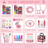 Juego de 99 piezas de maquillaje para niñas, juguetes de princesa,...