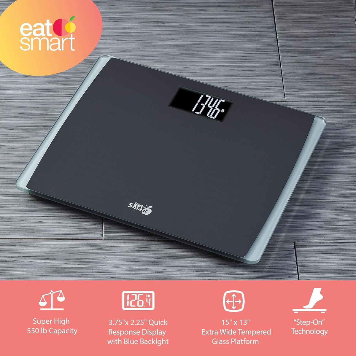Eat Smart - Báscula digital para peso corporal, 550 libras, plataforma