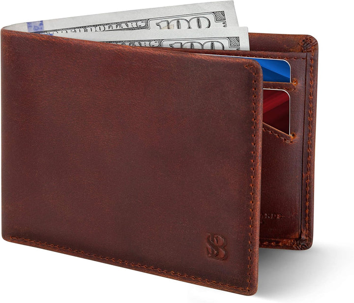 SERMAN BRANDS Mens Slim Bifold Wallet RFID Blocking Minimalist Fron...