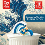 Hape x The Met Hokusai - Bloques de construcción de madera Gran Ola – Juego de bloques inspirado en el arte para edades de 2 a 8 años – Habilidades motoras finas y creatividad