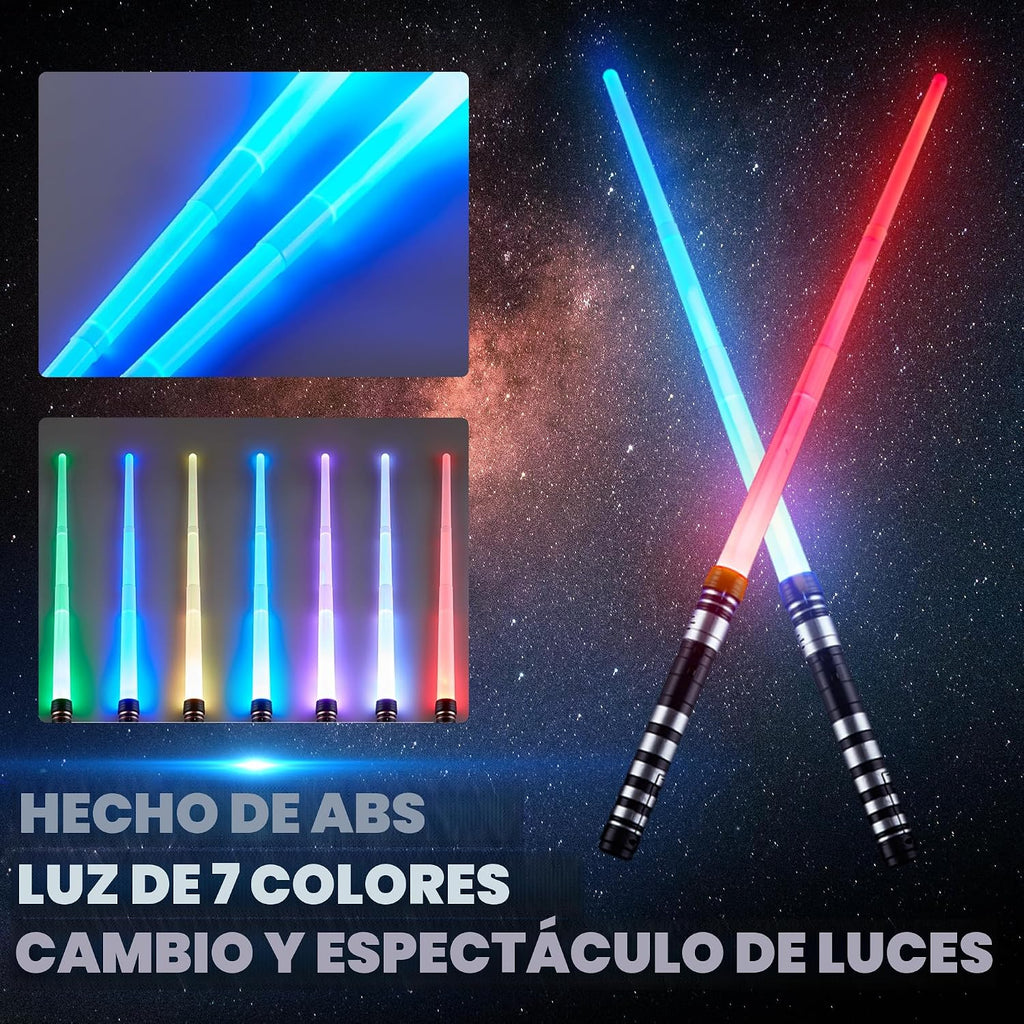 Sables iluminados para niños, paquete de 4 espadas retráctiles de 7