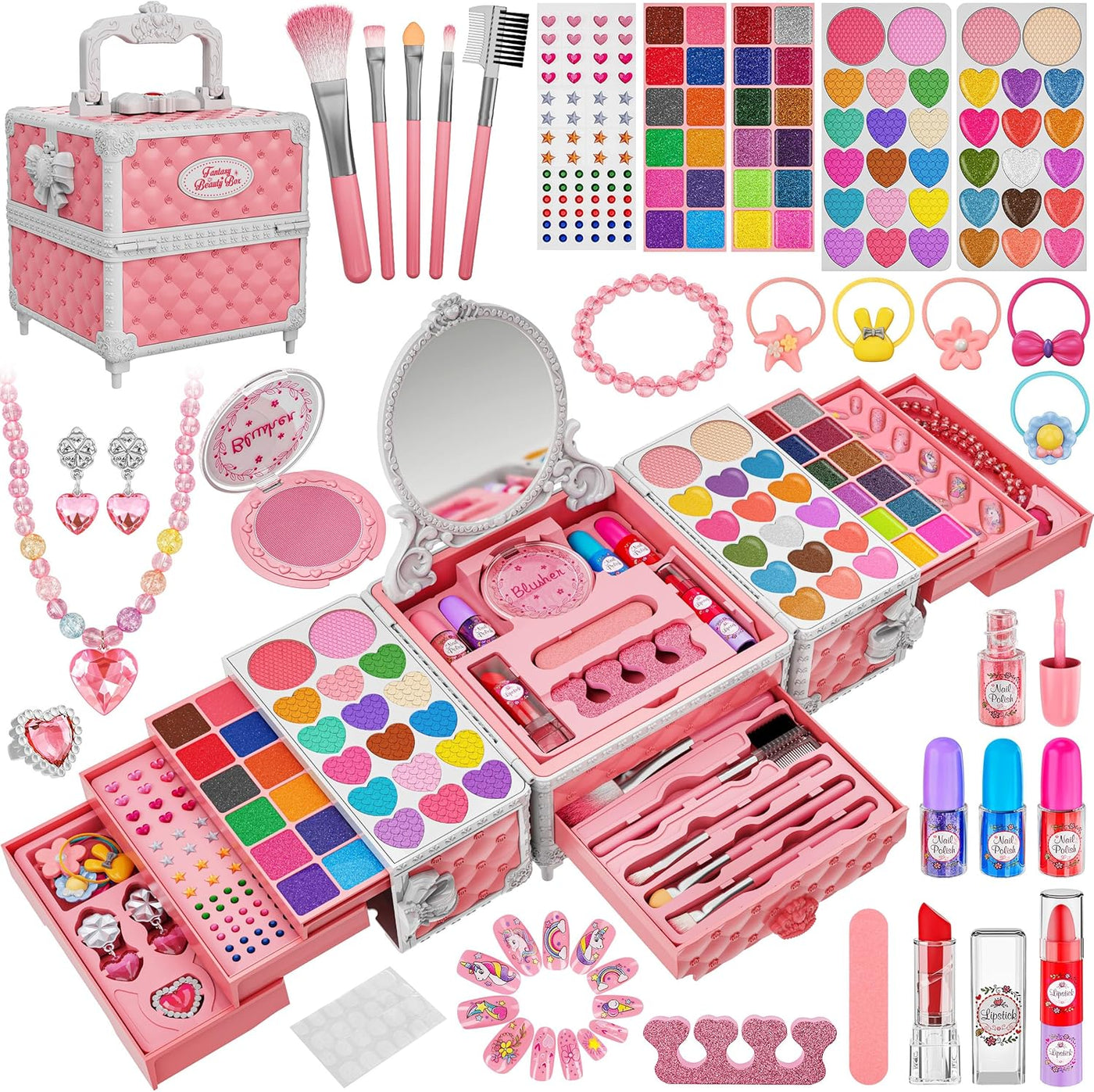 Juego de 99 piezas de maquillaje para niñas, juguetes de princesa,...