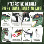 Juguete de dinosaurio a control remoto para niños, dinosaurio a control remoto, juguete velociraptor para caminar con rocío de niebla, luces y rugido, ideas de regalo de cumpleaños para niños y niñas de 3-5, 5, 7, 8-12 años