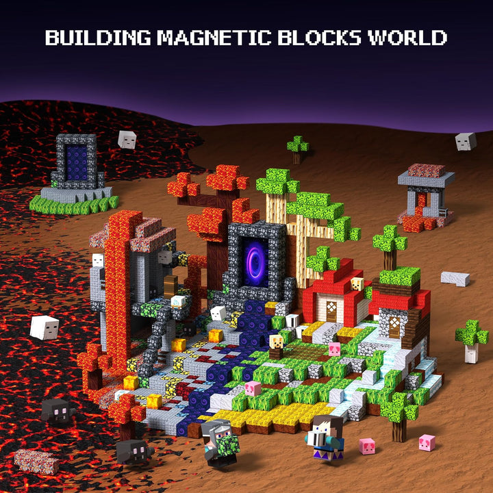 Bloques magnéticos 200 PIEZAS bloques de construcción magnéticos cu...