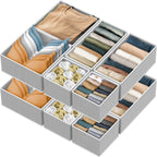 Simple Houseware Organizador plegable para cajones y contenedor para almacenar, juego de 12, gris