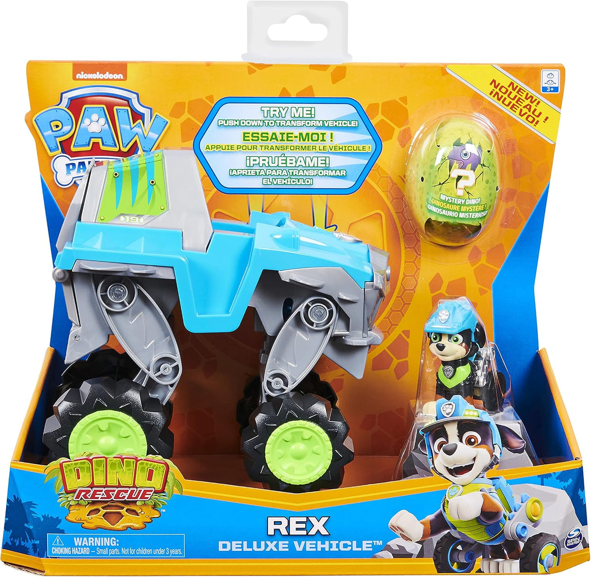 Paw Patrol, Dino Rescue Rex - Vehículo transformador con figura de dinosaurio misterioso