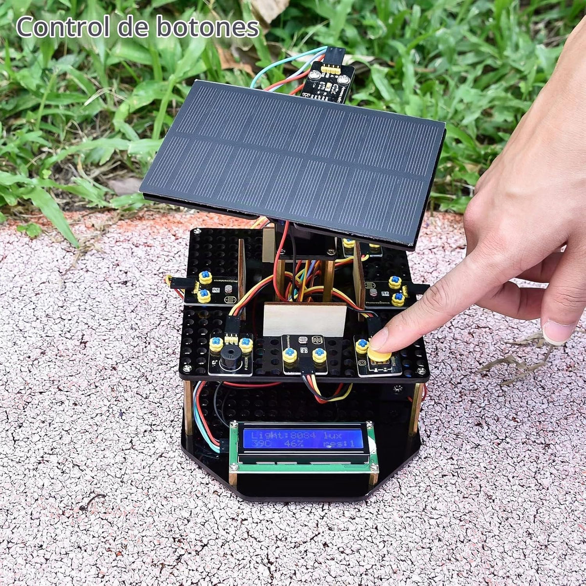KEYESTUDIO Kit electrónico de seguimiento solar DIY para Arduino, carga de teléfono inteligente, sensor de temperatura y humedad, sensor de luz BH1750, kit de programación educativo para adolescentes
