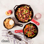 Cuisinel - Juego de sartenes de hierro fundido de 6+8+10 pulgadas, juego de sartenes presazonadas de 3 piezas