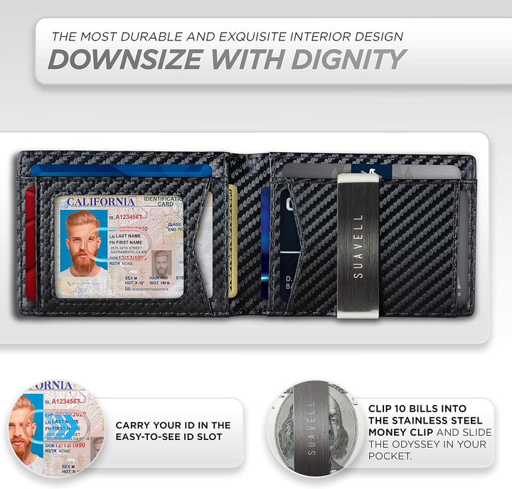 Suavell Billeteras delgadas para hombres. Cartera plegable minimali...