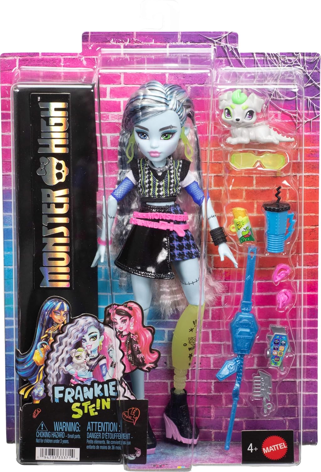 Muñeca Monster High, Frankie Stein con suéter recortado y falda de...
