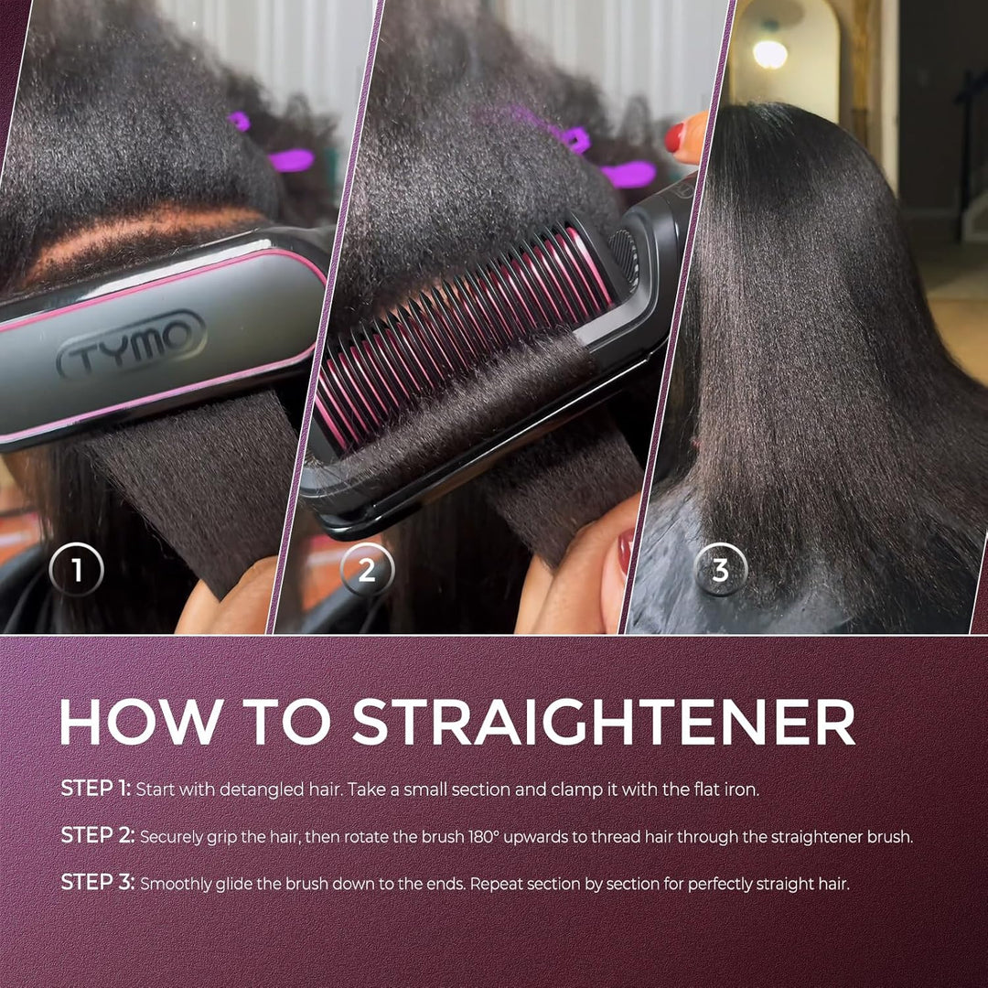 TYMO Cepillo alisador de pelo 2 en 1, 656.2 ft de iones para mujer,...