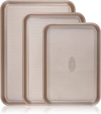 Juego de Bandejas para Hornear Baker's Secret, 3x Hojas para Galletas para Horno, Textura de Diamante Premium Flujo de Aire, Juego de 3 Bandejas para Hornear, Extra Gruesas de 0.6mm con Base de