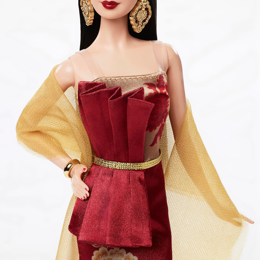 Barbie Muñeca de moda de Año Nuevo Lunar con vestido rojo
