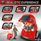 Qaba Camión motor juguete con luces, sonidos, volante para niños 3+, rojo