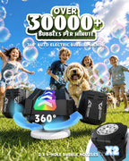 Máquina de burbujas RC, Luz RGB 360° Auto rotación Recargable Bubble