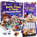 Set de actividades de la colección Rock & Mineral (más de 150 piezas), hoja de identificación educativa más 2 geodas fáciles de romper, dientes de tiburón fosilizados y flechas de la marca Dancing Bear