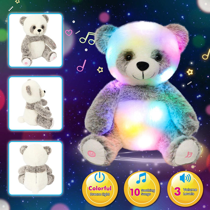 Cuteoy Oso Panda de peluche con luces LED y música, con volumen aju...