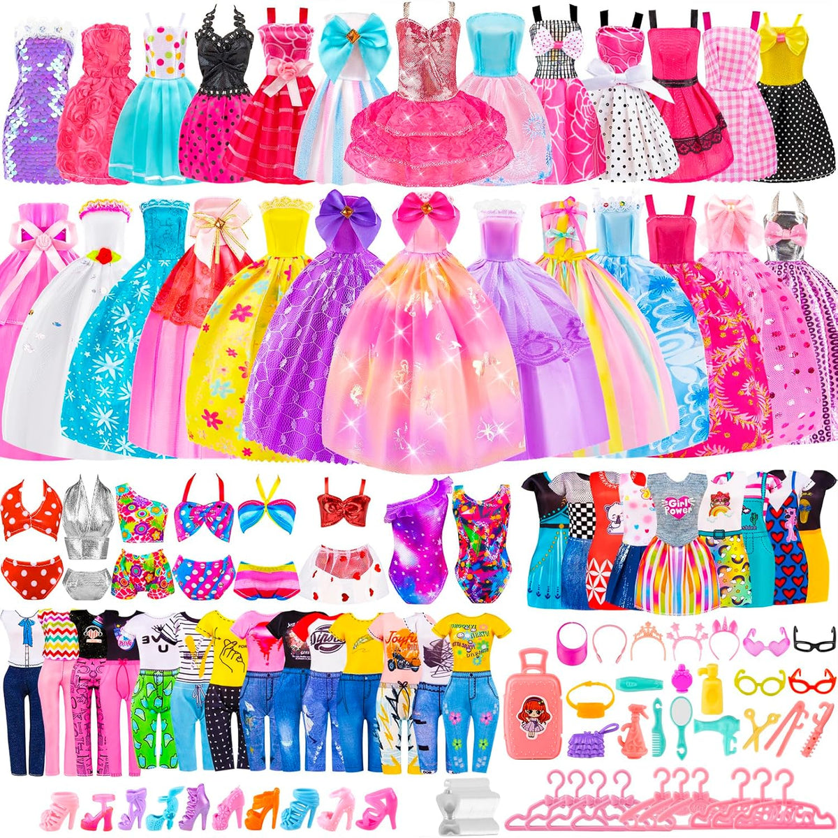 110 piezas de ropa y accesorios para muñecas y juguetes de vestir