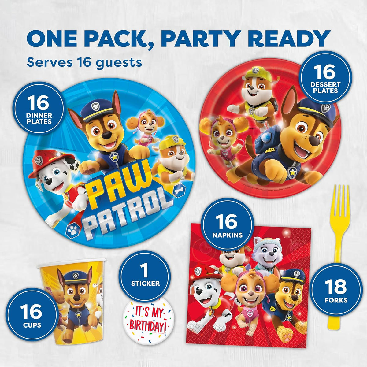 Unique Decoraciones de cumpleaños de Paw Patrol - Juego completo de vajilla