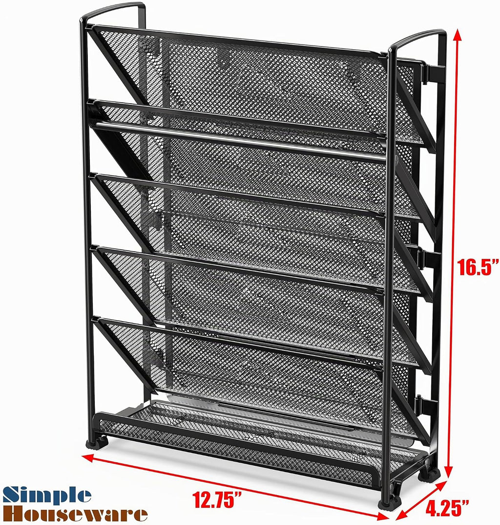 Simple Houseware Organizador de documentos y cartas para montar en pared, de 6 niveles, negro