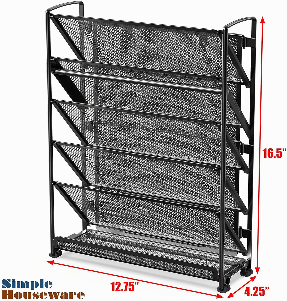 Simple Houseware Organizador de documentos y cartas para montar en pared, de 6 niveles, negro