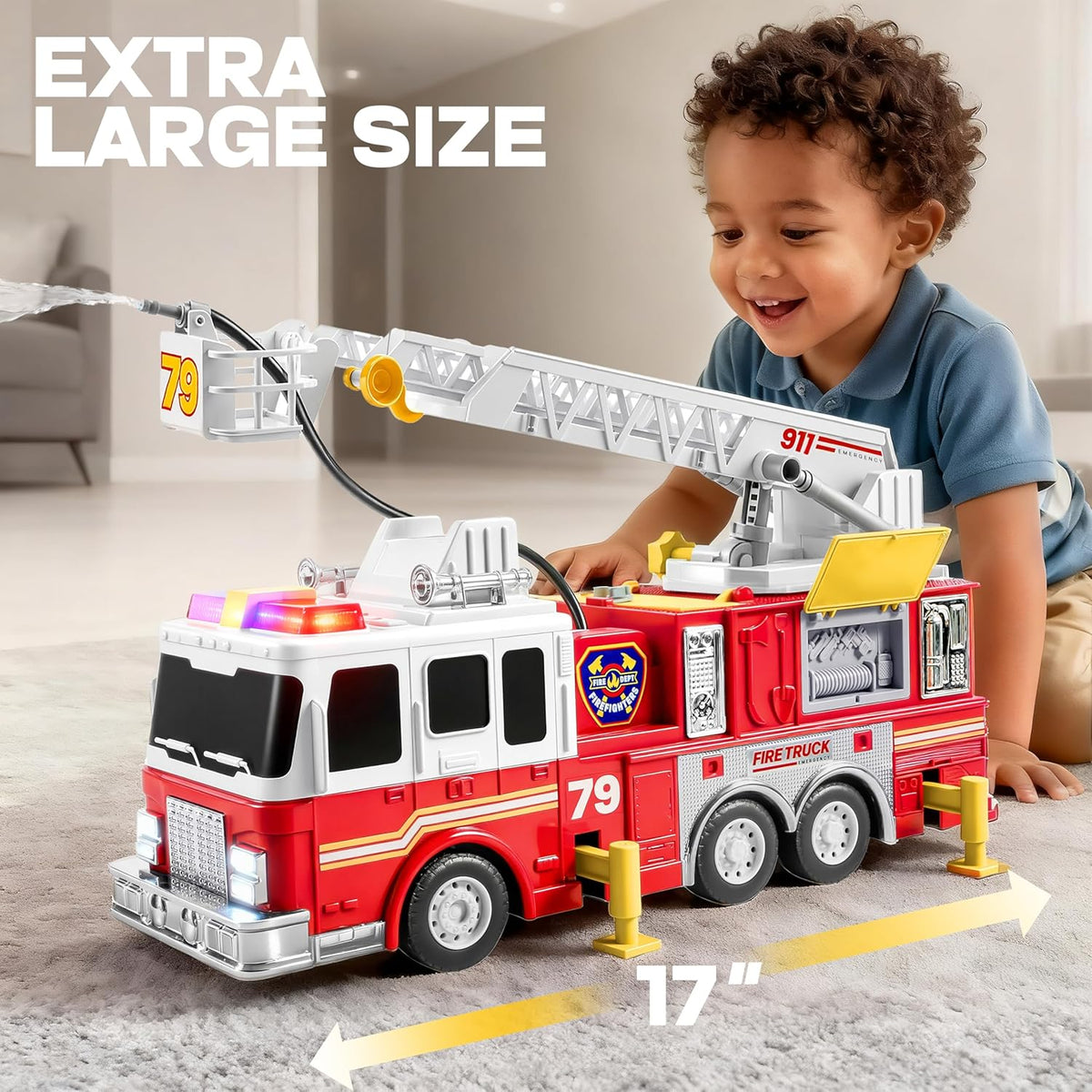 JOYIN Camión de bomberos extra grande para niños con