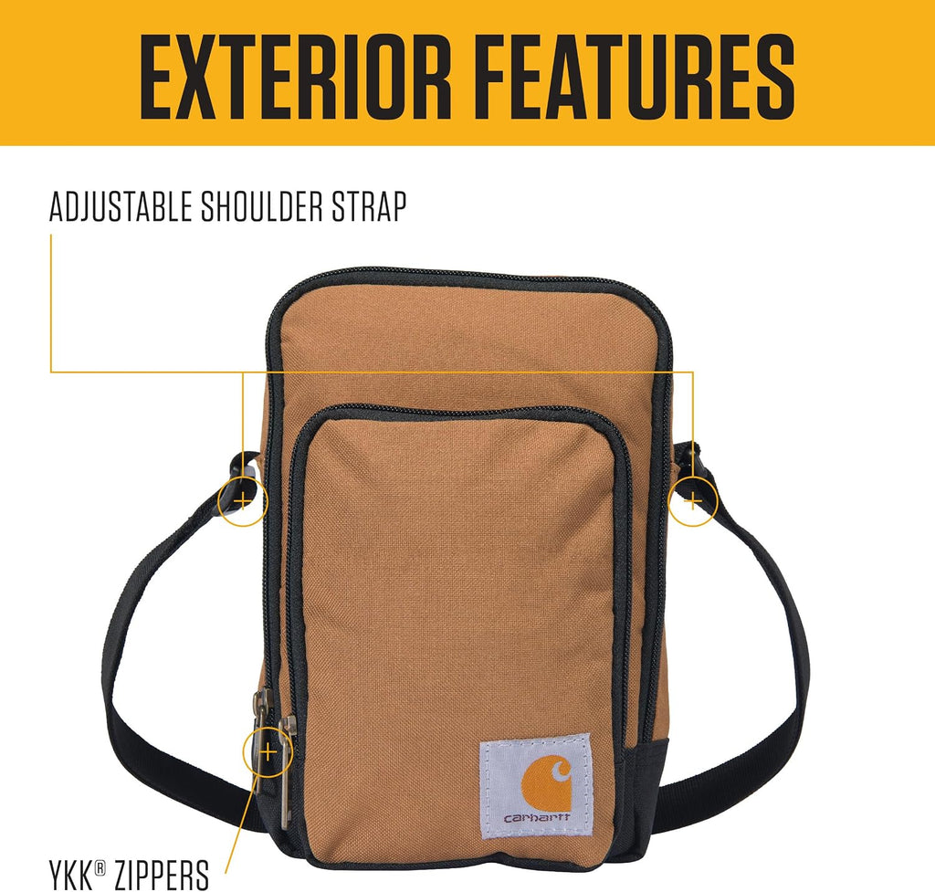 Carhartt - Bolso cruzado con cierre de cremallera, bolso cruzado ajustable y duradero con cierre de cremallera para hombres y mujeres