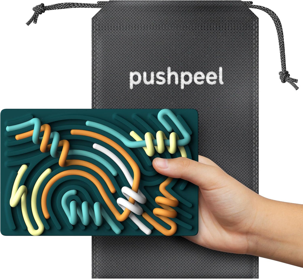 Tabla de Actividad Sensorial Pushpeel: Juguete de silicona para aliviar el estrés, ansiedad, TDAH y autismo | Silencioso, sin desorden | Niños de 3 años en adelante y adultos | Incluye bolsa de viaje