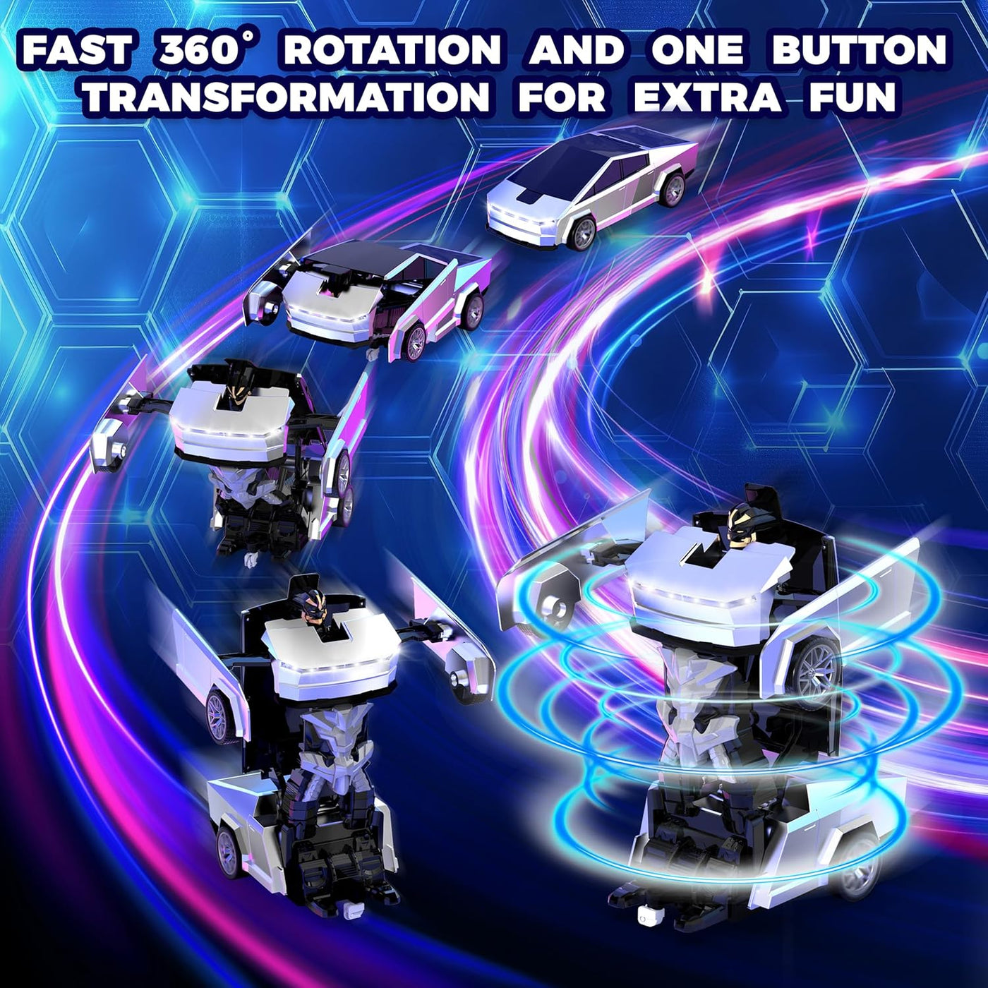 Transform RC Cyber Pickup Truck Car Robot Toy para niños, auto de c...