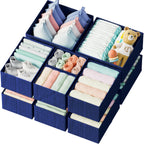 Set de Organizadores para Cajones de 12 piezas - Organizadores de Cajón en Navy para Guardia, Dormitorio y Closet