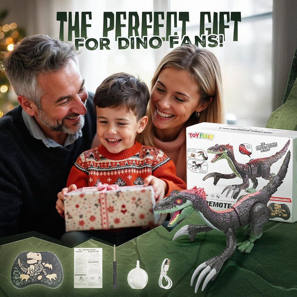 Juguete de dinosaurio a control remoto para niños, dinosaurio a control remoto, juguete velociraptor para caminar con rocío de niebla, luces y rugido, ideas de regalo de cumpleaños para niños y niñas de 3-5, 5, 7, 8-12 años