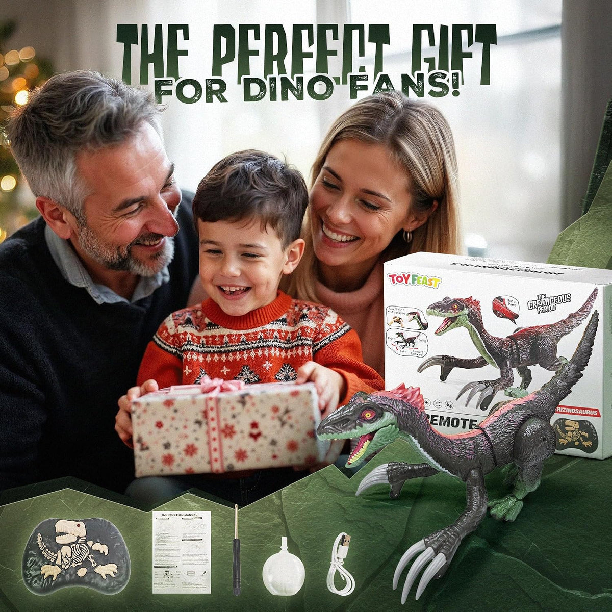 Juguete de dinosaurio a control remoto para niños, dinosaurio a control remoto, juguete velociraptor para caminar con rocío de niebla, luces y rugido, ideas de regalo de cumpleaños para niños y niñas de 3-5, 5, 7, 8-12 años