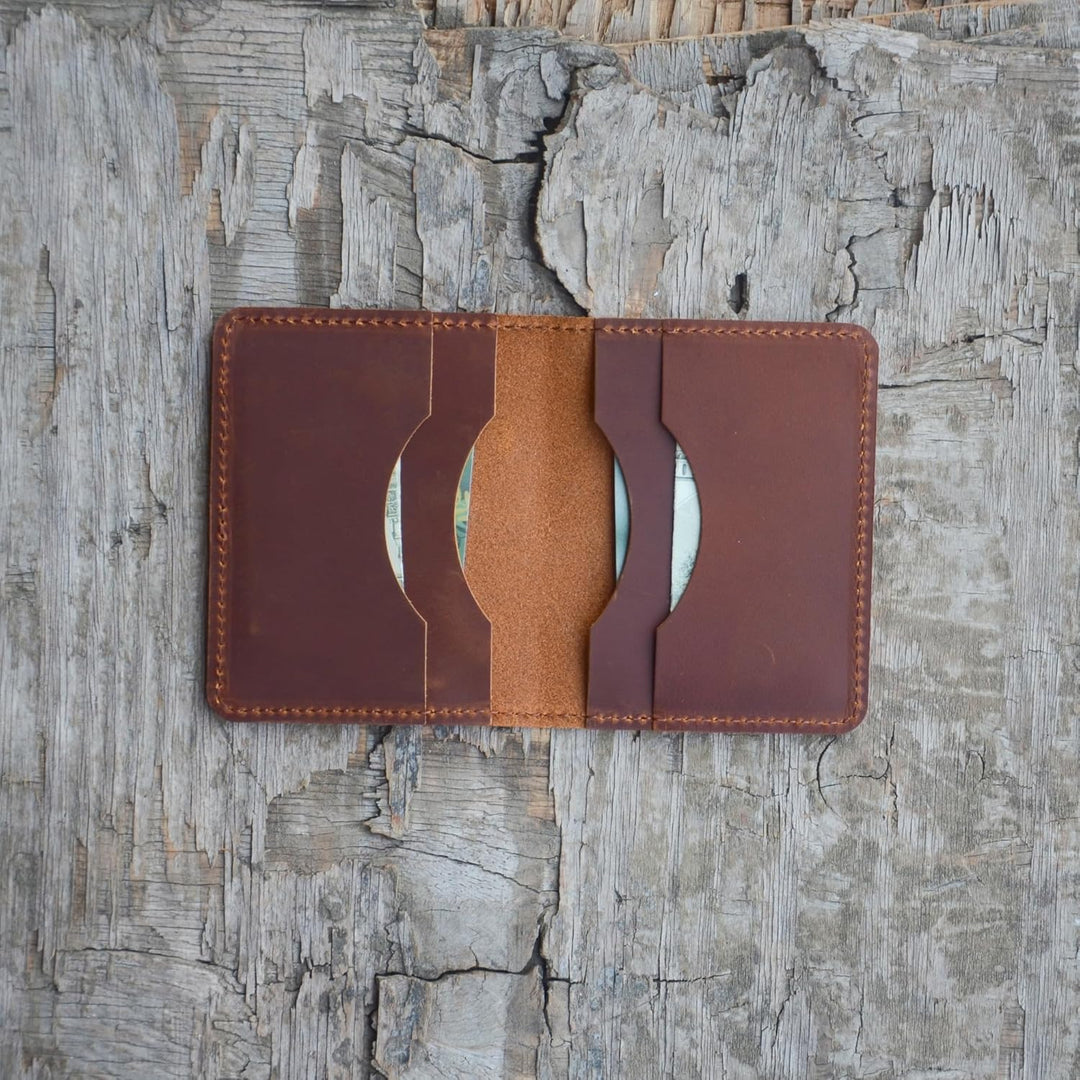 JJNUSA Billetera de cuero minimalista hecha a mano para hombres env...