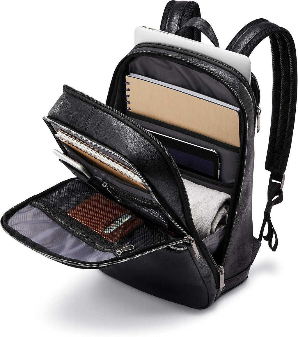 Samsonite Mochila delgada clásica de cuero