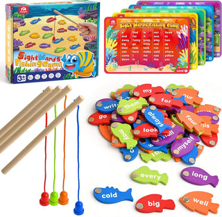 Coogam Juego de Pesca Magnética de Madera de Palabras de Vista Apre...