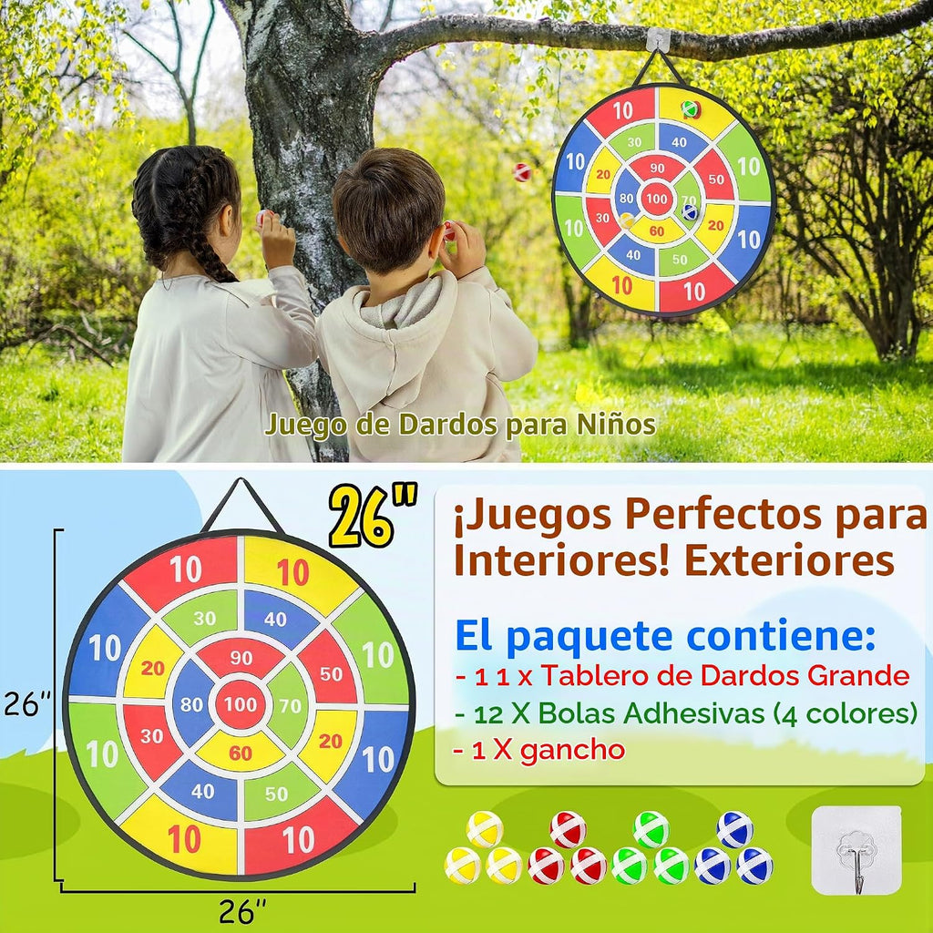 LINAYE Juego combinado de juegos de carnaval, actividades al aire libre, césped, patio, reunión familiar, festival de otoño, bolas de tolva, tablero de dardos para niños, lanzamiento de anillo, huevo y cuchara para fiesta de cumpleaños de niños