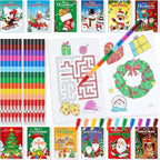 BenLouis 24 mini libros de Navidad para colorear con 24 crayones para niños a granel