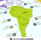 Mapa del mundo colorido con banderas y mayúsculas + 50 datos interesantes – Póster de arte de pared XL para el hogar y el aula – Educativo para niños y adultos