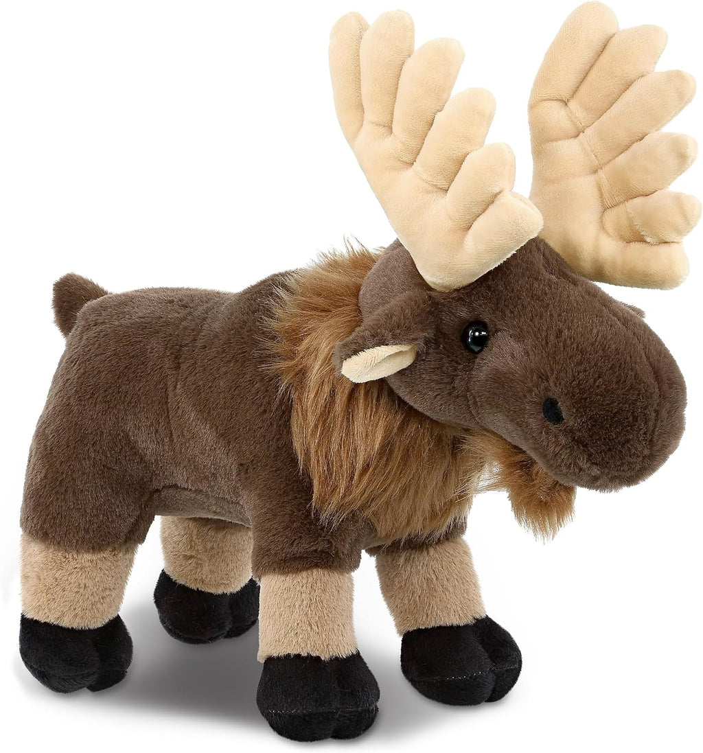 DolliBu Animal de peluche de alce de pie, juguete de peluche suave para abrazar, adorable regalo de abrazo, muñeca de alce súper suave para niños y adultos, 8 pulgadas