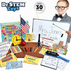 El juego de rol para profesores incluye pizarra blanca reutilizable, campana, tarjetas de calificaciones, para el hogar o el aula, más de 30 piezas incluidas, regalo para niños, juego completo