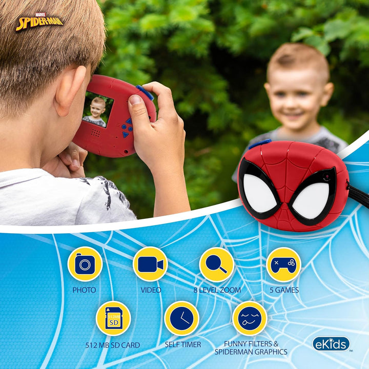 ekids Spiderman - Cámara para niños con tarjeta SD, cámara digital...
