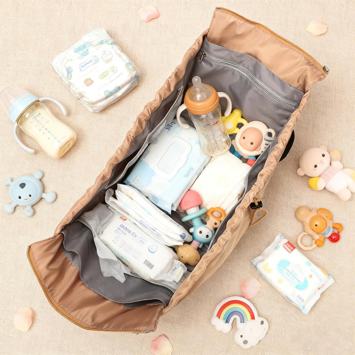 Bolsa de uso diario para mujer, espaciosa bolsa de pañales con 16 bolsillos, bolsa de viaje duradera, elegante bolsa de hombro de trabajo
