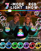Máquina de burbujas RC, Luz RGB 360° Auto rotación Recargable Bubble