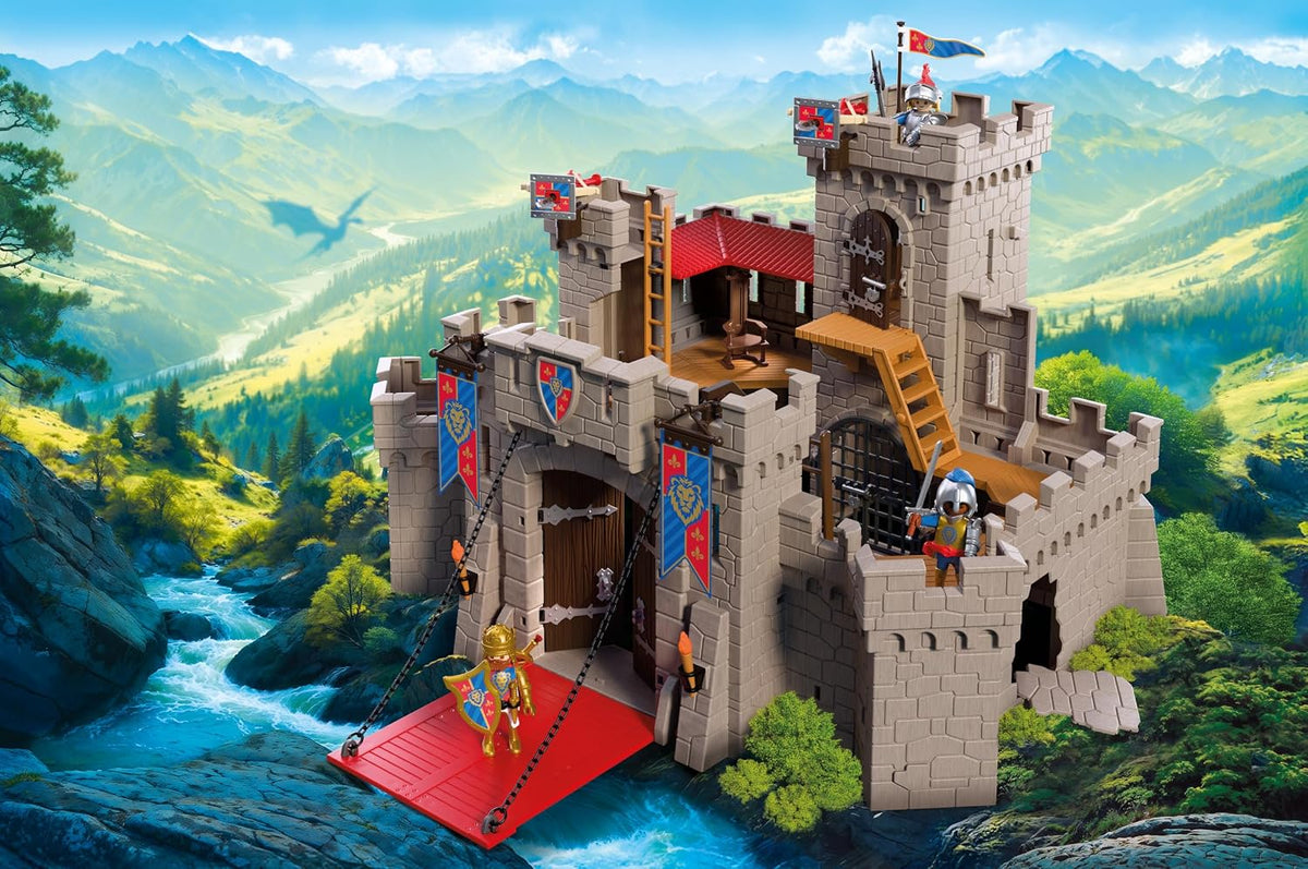Playmobil | Caballeros | Castillo de Caballeros Leones | Castillo con puente levadizo, cañones y trampilla | Juguete de castillo de caballeros para niños mayores de 4 años | 72112