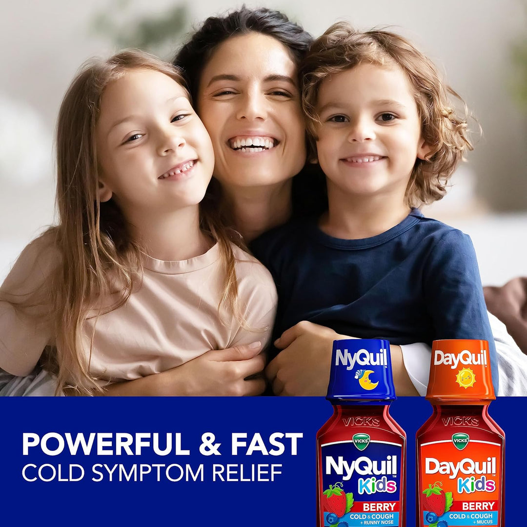 VICKS Kids DayQuil NyQuil Berry - Paquete de medicina