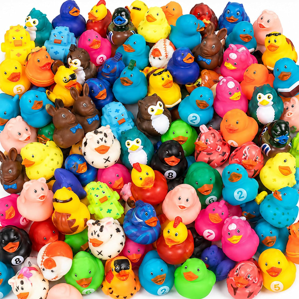 Kangaroo 100 piezas de mini patos de goma a granel – Juguetes flotantes de baño para bebés para niños