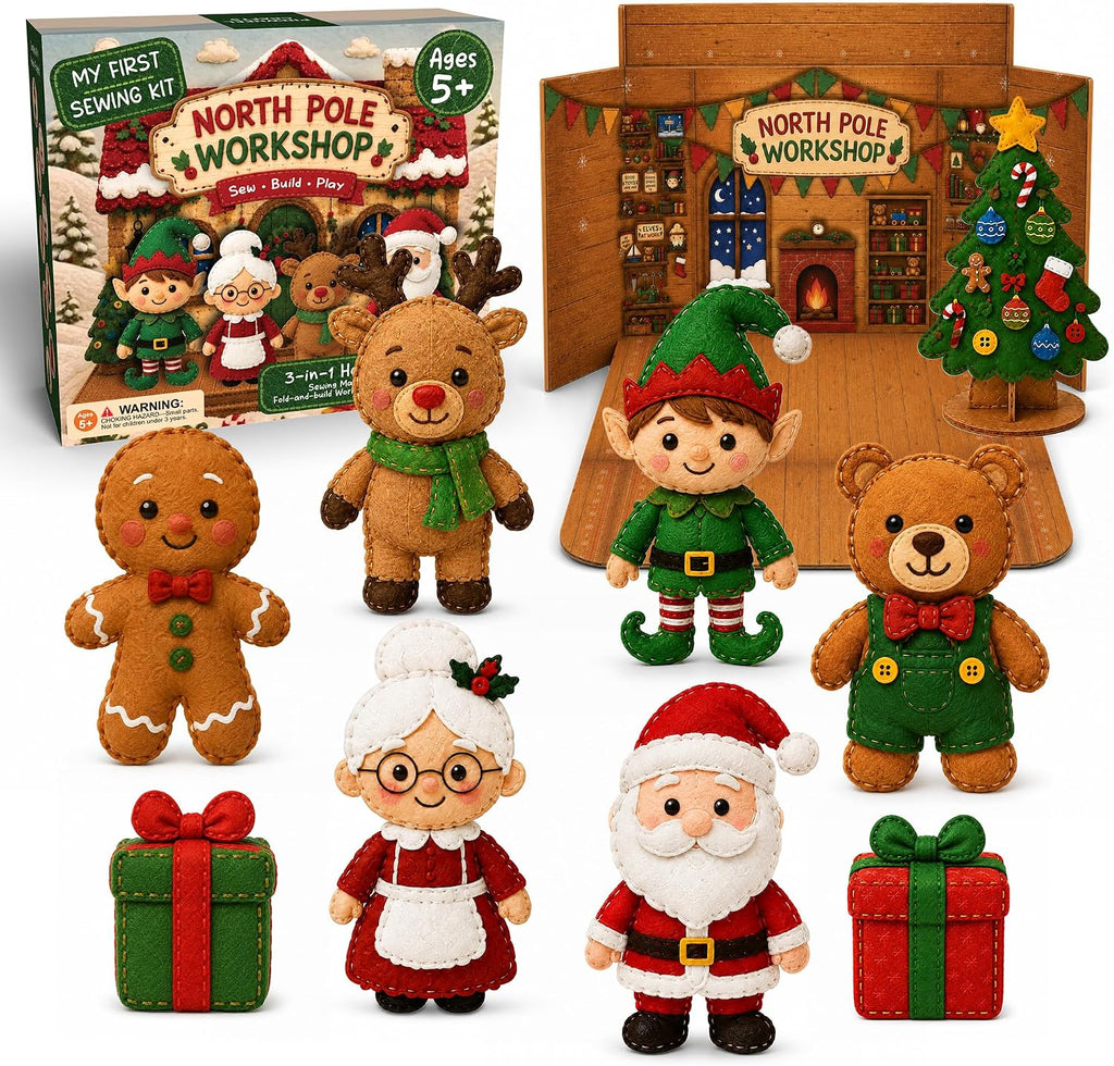 Pinwheel Crafts North Pole - Kit de costura de Navidad para niños